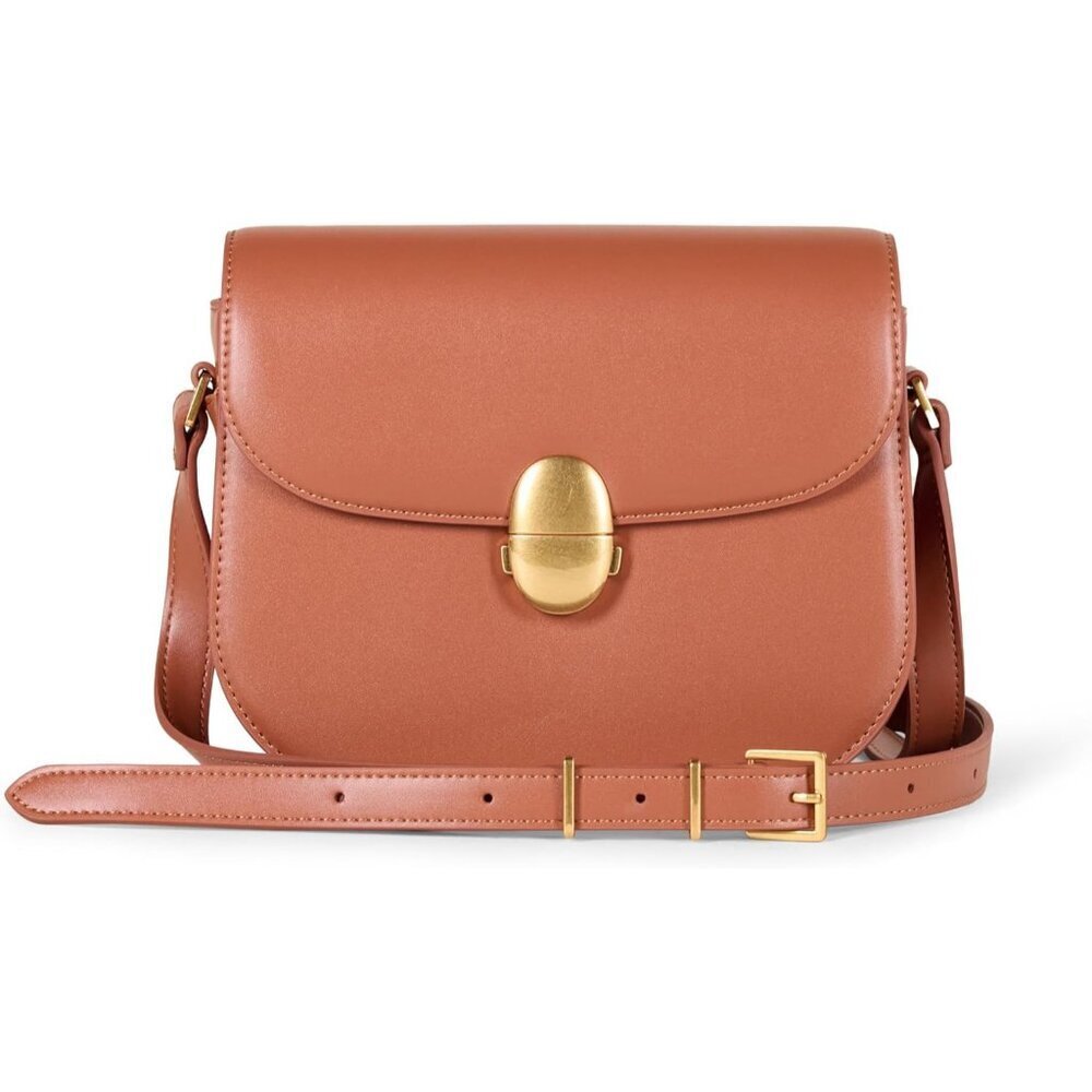 Womens Crossbody Flap Bag Faux Leather Adjustable Strap Secure Closure